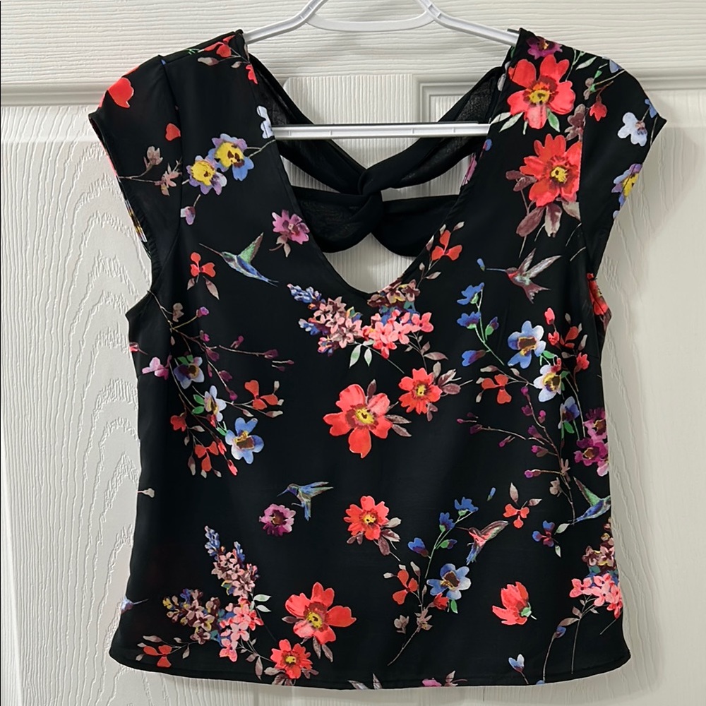 Express Floral Black Top